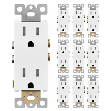 Enerlites Matte Finish Residential Grade 15A Decorator Style Self-Grounding Tamper-Resistant Duplex Receptacle